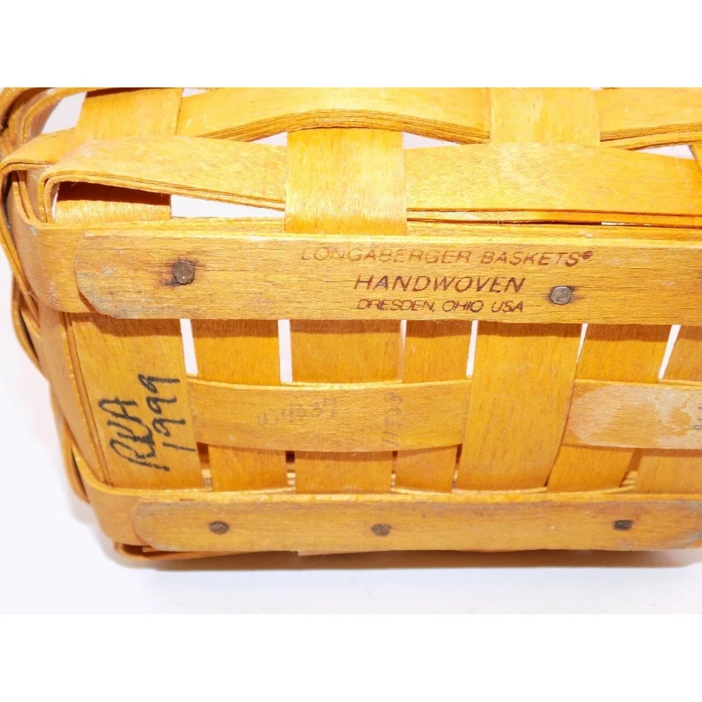 Parsley Booking Basket Woven Small Rectangle w/ Handle 1999 Longaberger Vintage